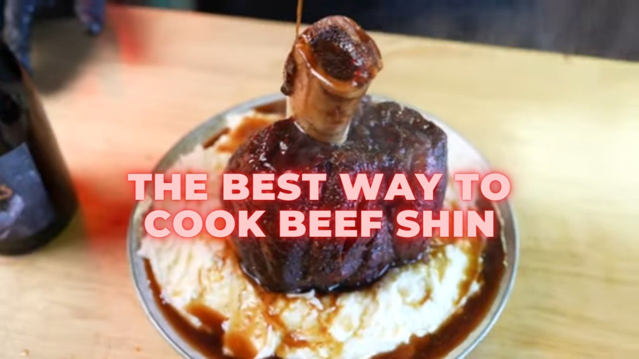 Slow cooked beef shin prepared for BBQ recipe video