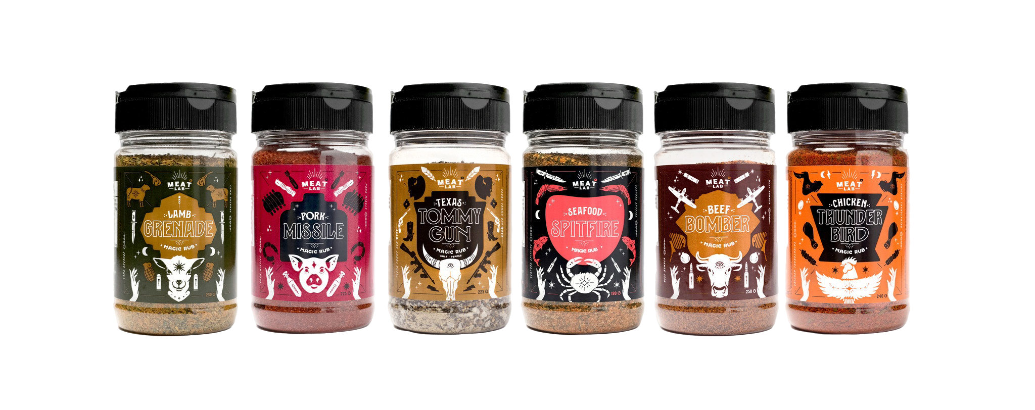 Meat Lab seasoning range with six different rubs